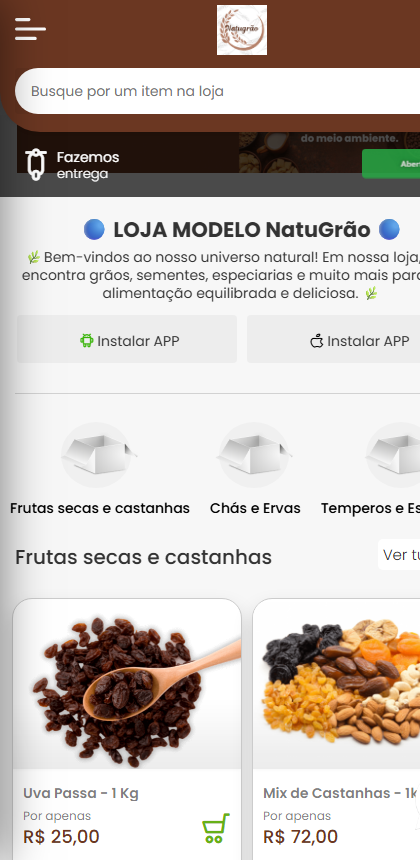Loja NatuGrão feita no Otimiza Pedido