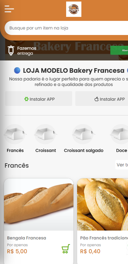 Loja Bakery Francesa feita no Otimiza Pedido
